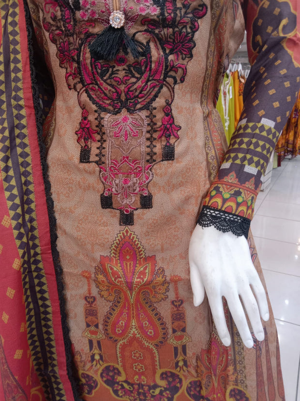 Gold  Dhanak 3PC Shalwar Kameez Dress SS3925