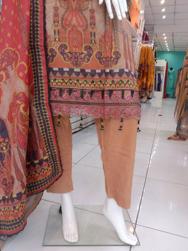 Gold  Dhanak 3PC Shalwar Kameez Dress SS3925