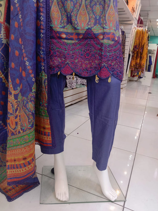 Purple Dhanak 3PC Shalwar Kameez Dress SS3924