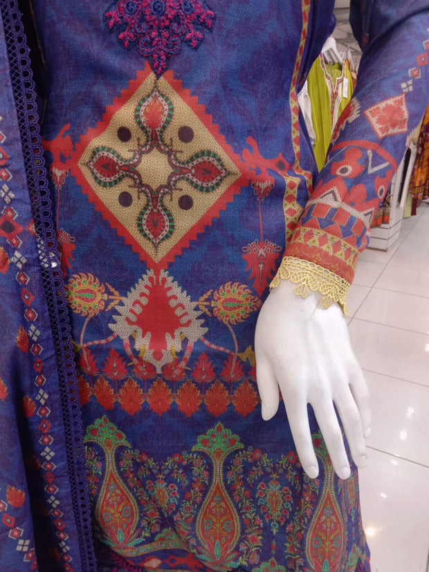 Purple Dhanak 3PC Shalwar Kameez Dress SS3924