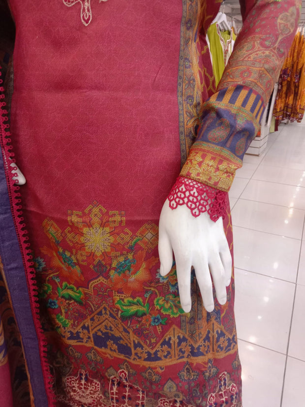 Red Dhanak 3PC Shalwar Kameez Dress SS3923