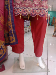 Red Dhanak 3PC Shalwar Kameez Dress SS3923