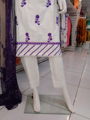 White Bamber Cotton 3PC Shalwar Kameez Dress SS3933