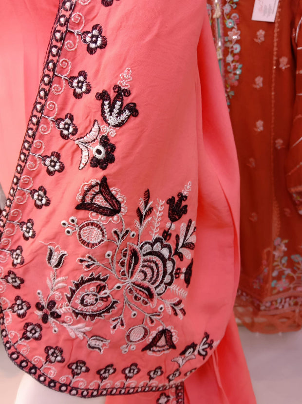 Peach Bamber Cotton 3PC Shalwar Kameez Dress SS3934