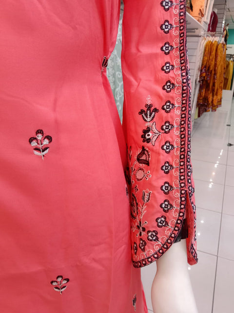 Peach Bamber Cotton 3PC Shalwar Kameez Dress SS3934
