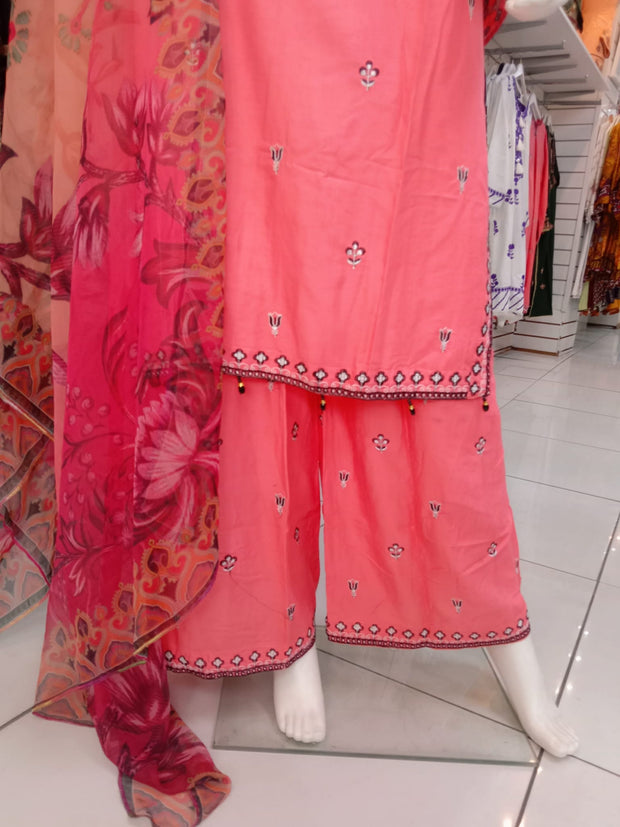 Peach Bamber Cotton 3PC Shalwar Kameez Dress SS3934