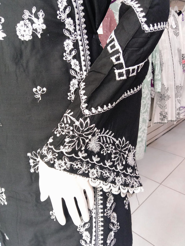 Black Bamber Cotton 3PC Shalwar Kameez Dress SS3935