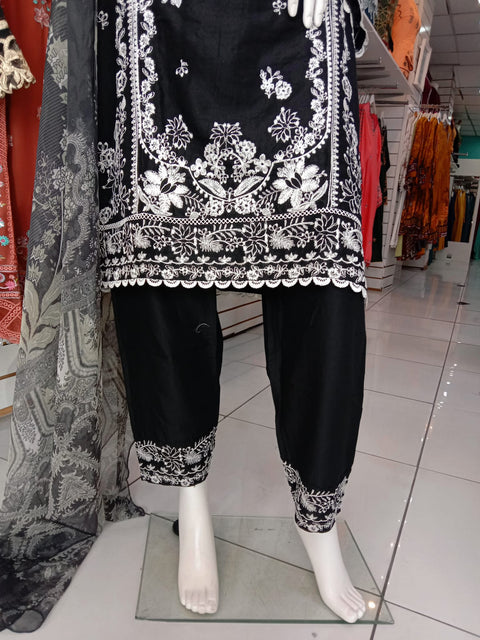 Black Bamber Cotton 3PC Shalwar Kameez Dress SS3935