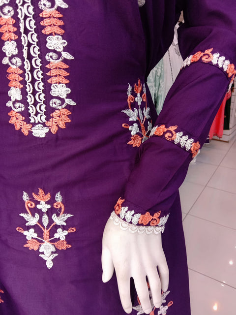 Purple Bamber Cotton 3PC Shalwar Kameez Dress SS3936