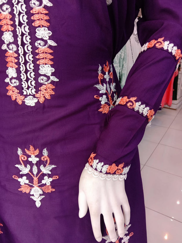 Purple Bamber Cotton 3PC Shalwar Kameez Dress SS3936