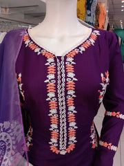 Purple Bamber Cotton 3PC Shalwar Kameez Dress SS3936