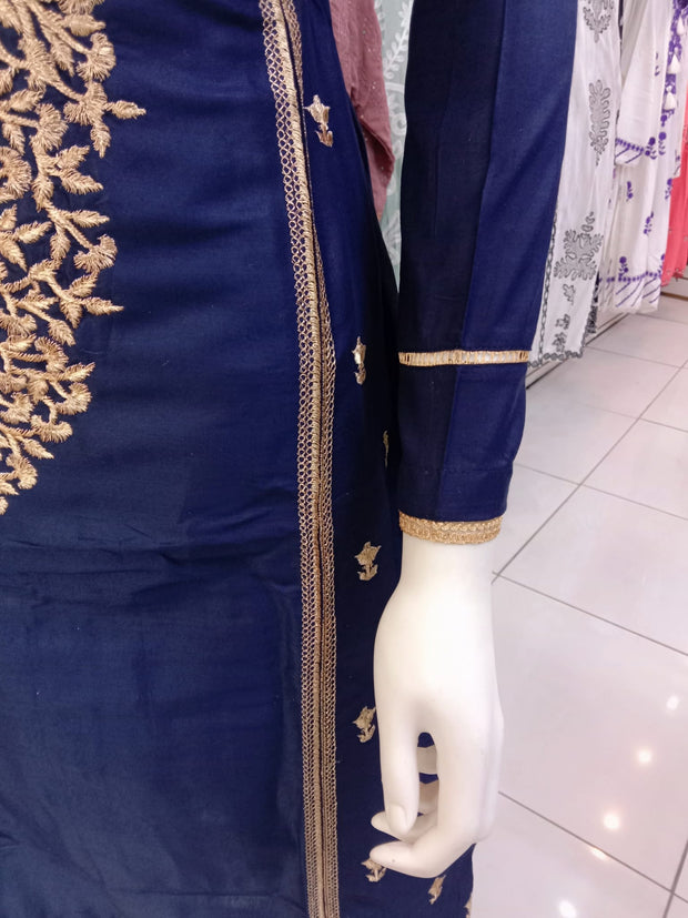Navy Bamber Cotton 3PC Shalwar Kameez Dress SS3937