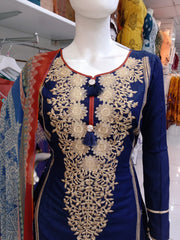 Navy Bamber Cotton 3PC Shalwar Kameez Dress SS3937