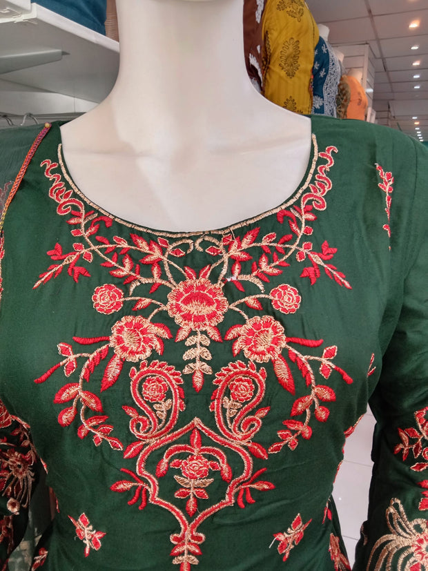 Green Bamber Cotton 3PC Shalwar Kameez Dress SS3938