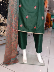 Green Bamber Cotton 3PC Shalwar Kameez Dress SS3938
