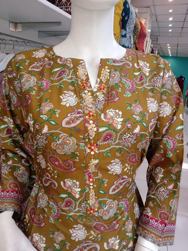 Embellished 2PC Soft Cotton Shalwar Kameez Dress SS3939
