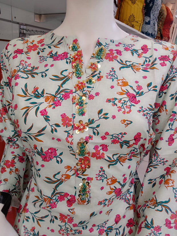 Embellished 2PC Soft Cotton Shalwar Kameez Dress SS3944
