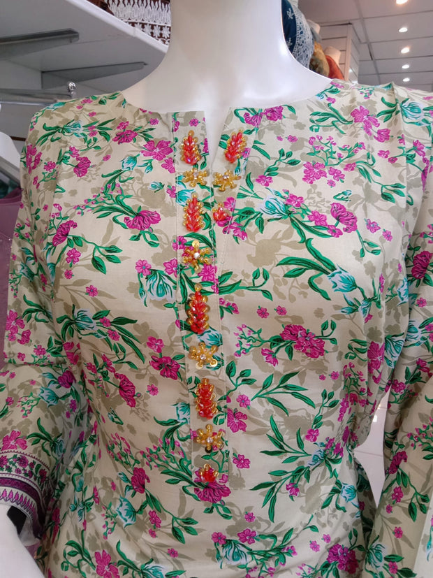 Embellished 2PC Soft Cotton Shalwar Kameez Dress SS3950