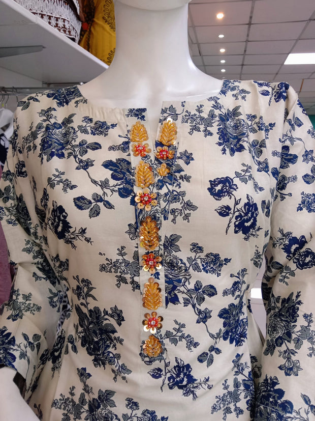 Embellished 2PC Soft Cotton Shalwar Kameez Dress SS3954