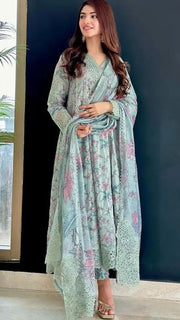 Iznik Inspired Blue 3PC Shalwar Kameez Ready to wear SS4007