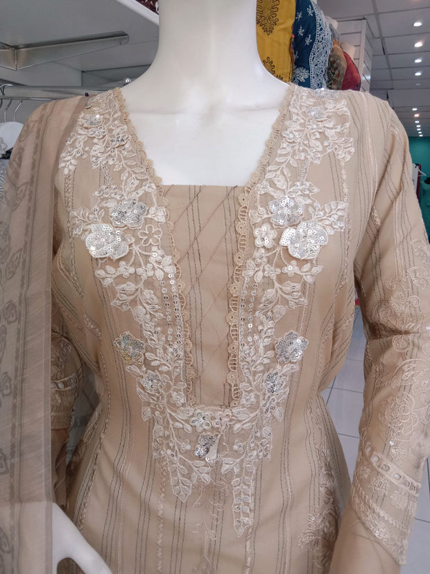 Gold Cotton Cambric Readymade Shalwar Kameez 3PC SS3960