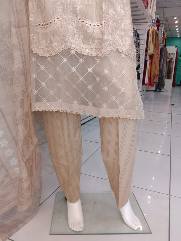 Gold Cotton Cambric Readymade Shalwar Kameez 3PC SS3960