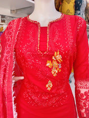 Red Cambric Readymade Shalwar Kameez 3PC SS3966