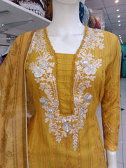 Mustard Cotton Cambric Readymade Shalwar Kameez 3PC SS3959