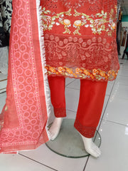 Rose Red Cambric Readymade Shalwar Kameez 3PC SS3962