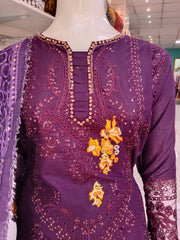 Purple Cambric Readymade Shalwar Kameez 3PC SS3963