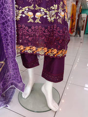 Purple Cambric Readymade Shalwar Kameez 3PC SS3963