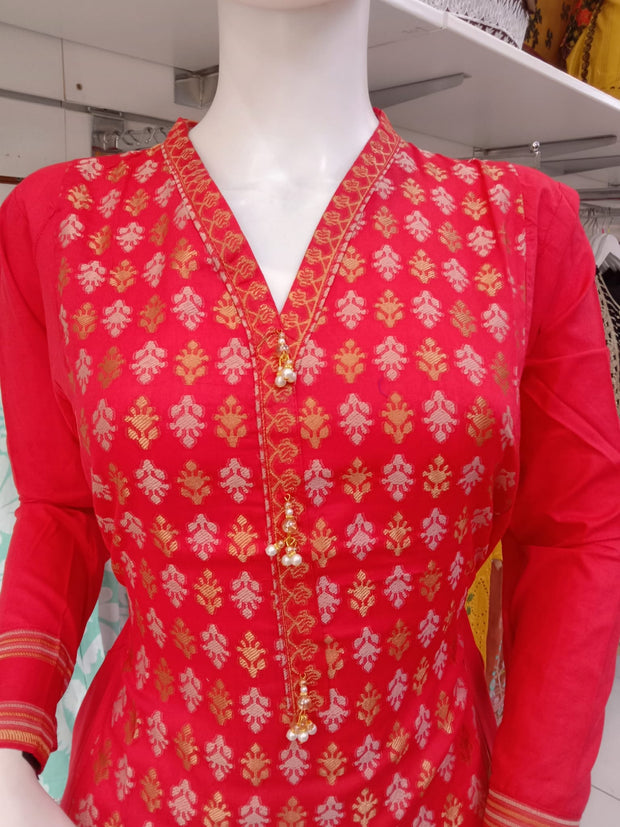 Khaadi 2pc Banarsi Cotton Shalwar Kameez Dress SS3974