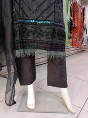 Black Cambric Readymade Shalwar Kameez 3PC SS3979