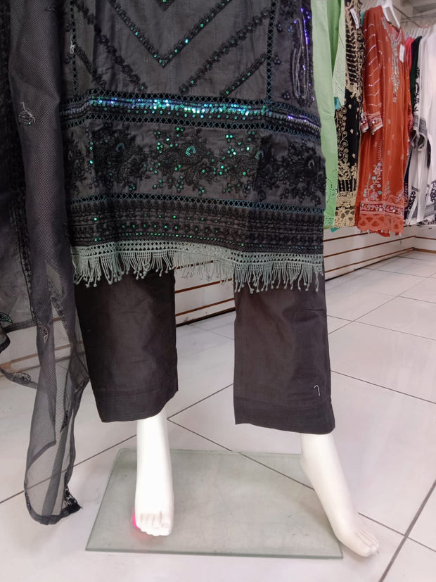 Black Cambric Readymade Shalwar Kameez 3PC SS3979