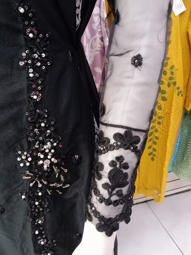 Black Cambric Readymade Shalwar Kameez 3PC SS3981