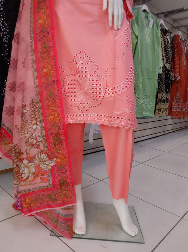 Peach Cambric Readymade Shalwar Kameez 3PC SS3988