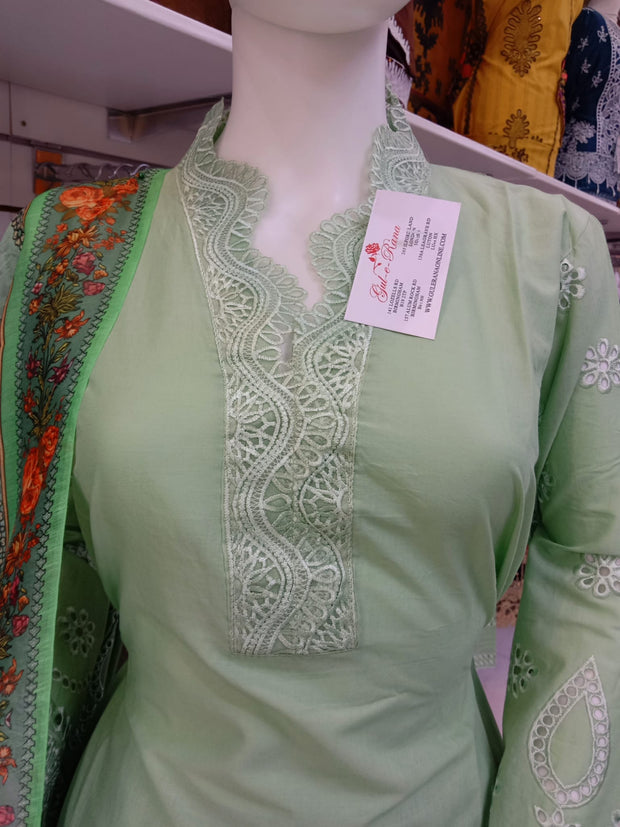 Green Cambric Readymade Shalwar Kameez 3PC SS3989
