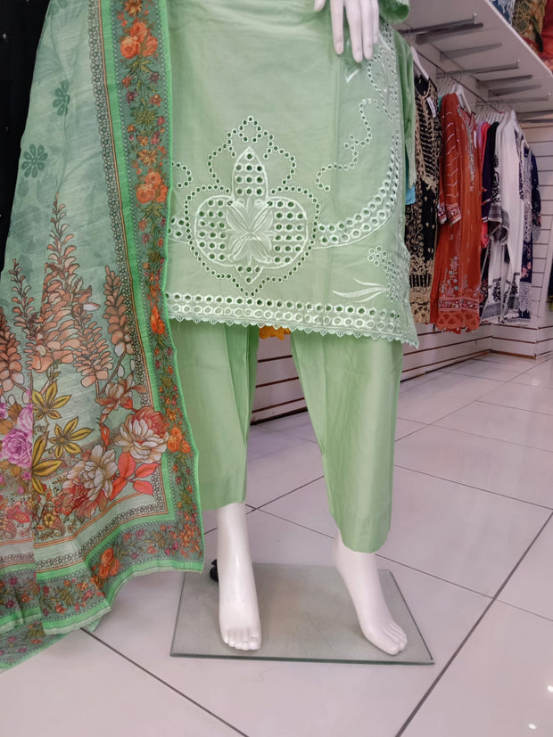 Green Cambric Readymade Shalwar Kameez 3PC SS3989