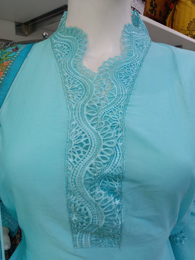 Blue Cambric Readymade Shalwar Kameez 3PC SS3987