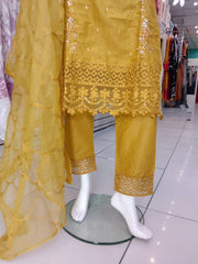 Mustard Cambric Readymade Shalwar Kameez 3PC SS3982