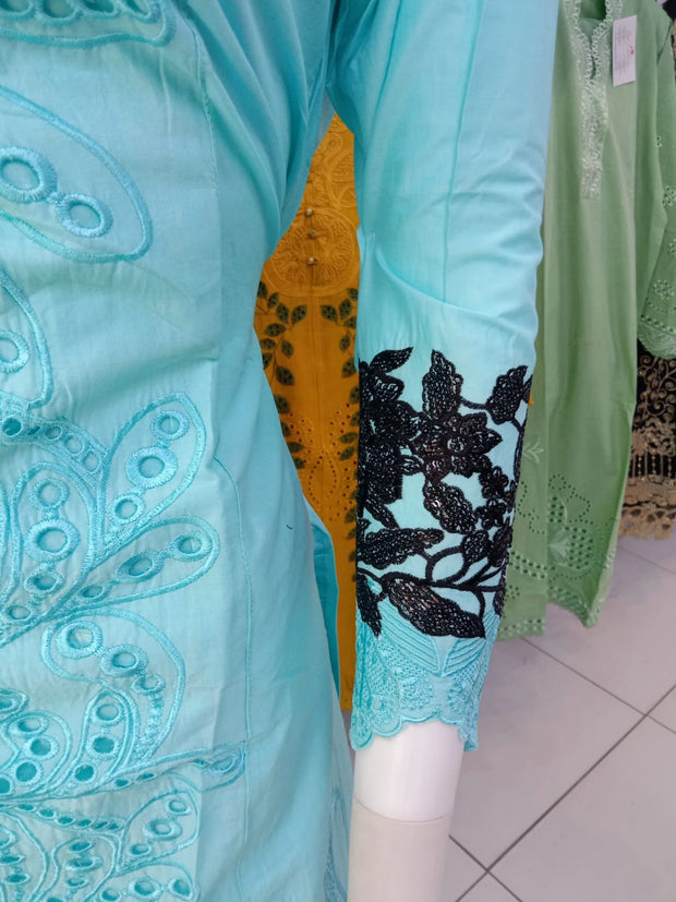 Blue Cambric Readymade Shalwar Kameez 3PC SS3983