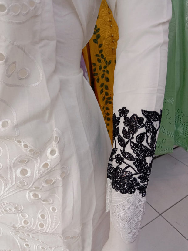 White Cambric Readymade Shalwar Kameez 3PC SS3984