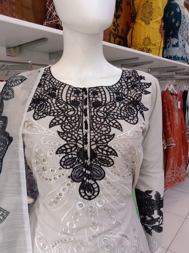 Grey Cambric Readymade Shalwar Kameez 3PC SS3986