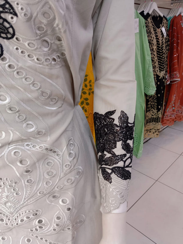 Grey Cambric Readymade Shalwar Kameez 3PC SS3986