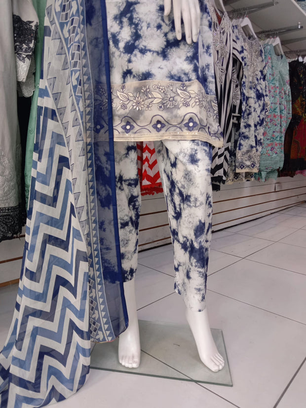 Sapphire Inspired Blue 3PC Shalwar Kameez Ready to wear SS4008