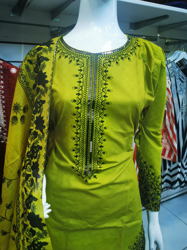 Silky Cotton 3PC  Shalwar Kameez Dress SS4050