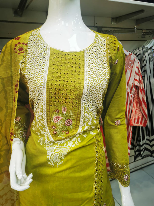 Silky Cotton 3PC  Shalwar Kameez Dress SS4058