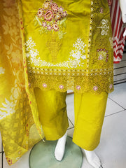 Silky Cotton 3PC  Shalwar Kameez Dress SS4058