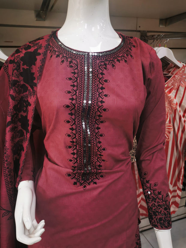Silky Cotton 3PC  Shalwar Kameez Dress SS4051