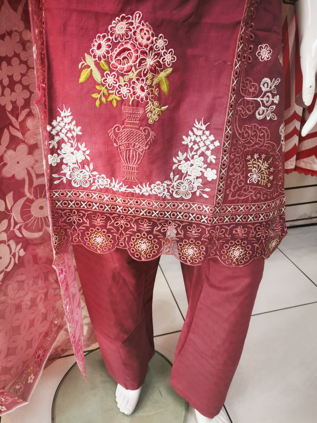 Silky Cotton 3PC  Shalwar Kameez Dress SS4059